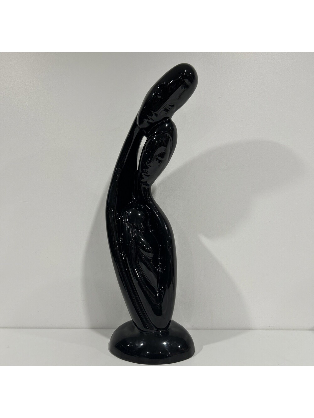 Royal Haeger Rendezvous Lovers Statue Glossy Black Ceramic Art Deco 21”